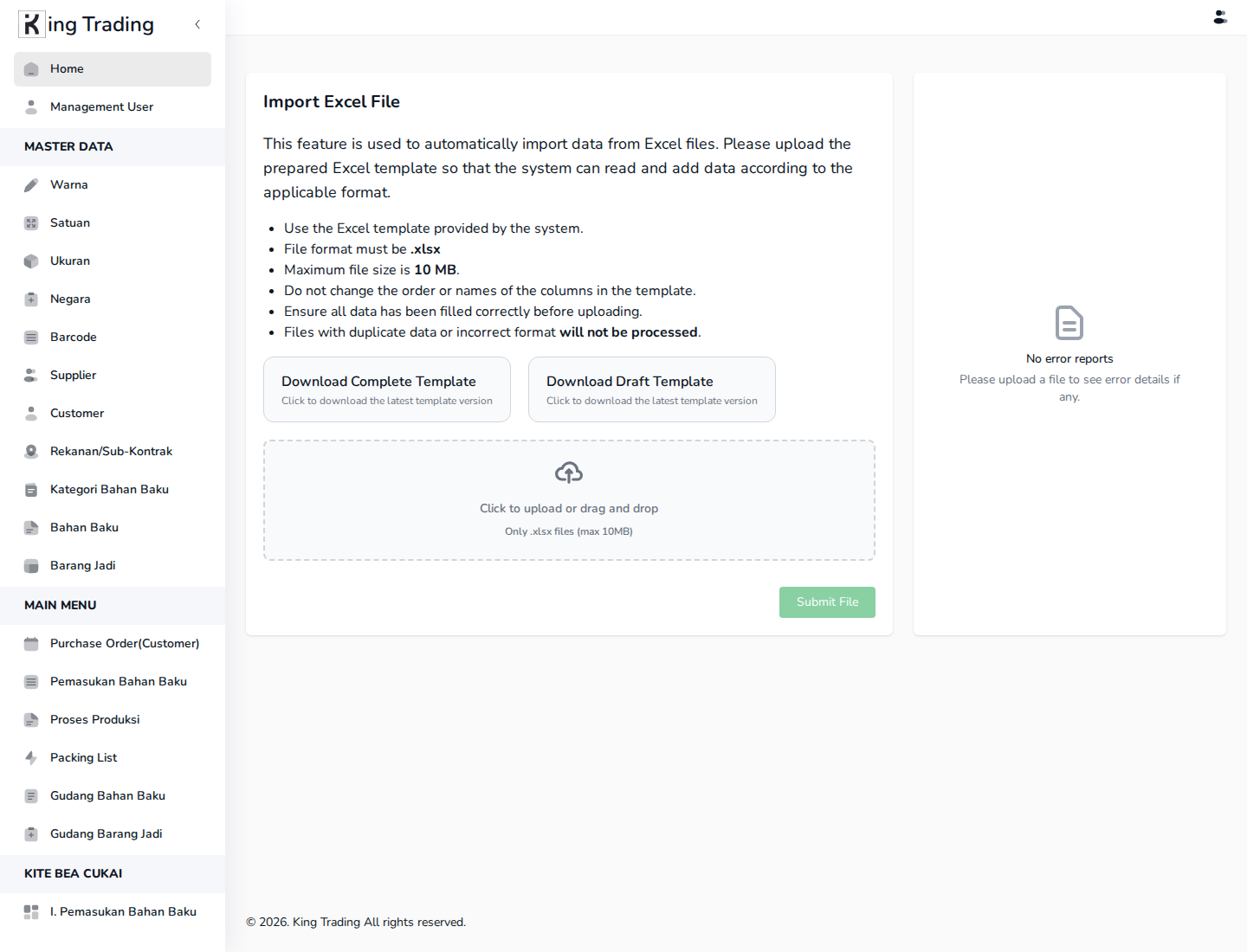 King Trading KITE dashboard interface